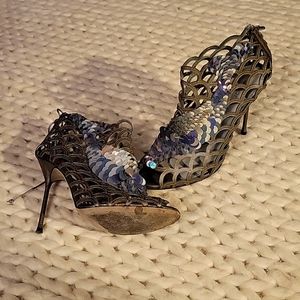 Sergio Rossi Sequin Mermaid Sandals size 37.5